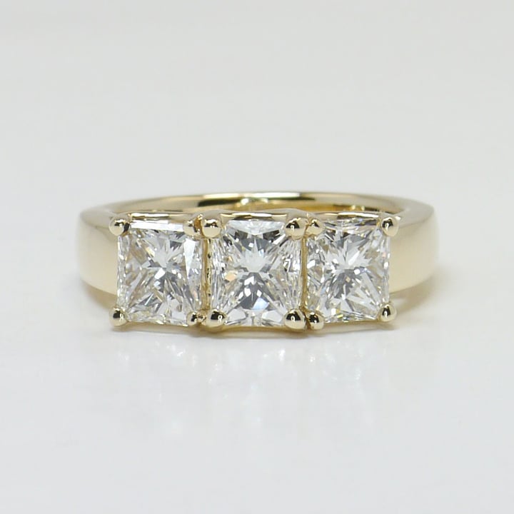 3 Stone Radiant Cut Diamond Ring In Gold - small